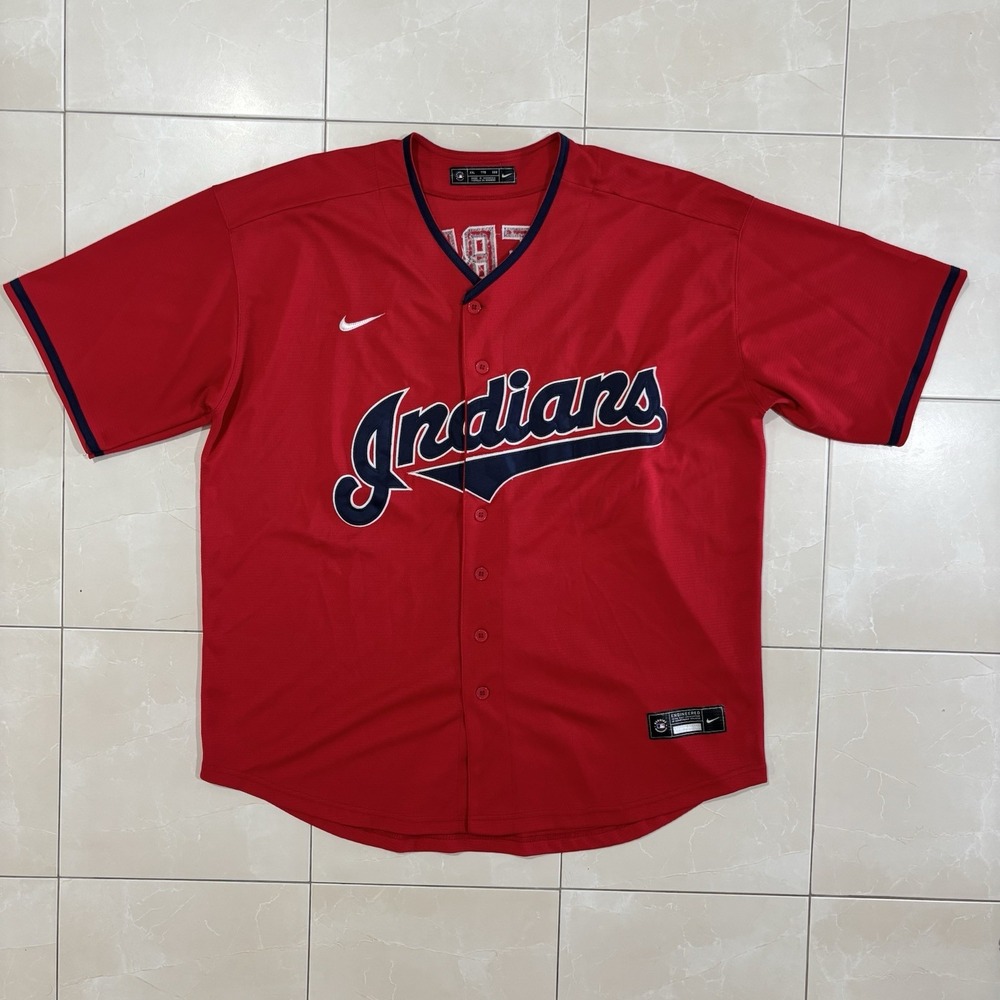 Nike Cleveland Indians Bieber 57 Jersey Red 2XL MLB Major League Baseball